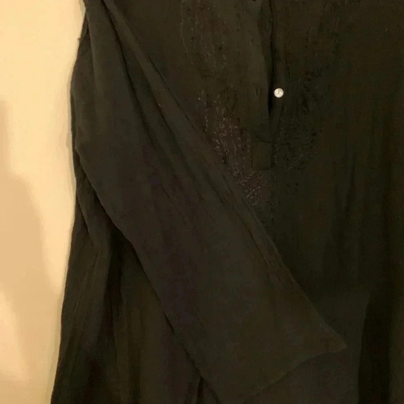 NWOT Black Tunic with Embroidery in 100% Cotton Made in India Free Size - Picture 6 of 8